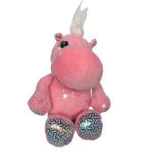 Redemption Pink Hippo Glitter Stars Plush 10 Inch